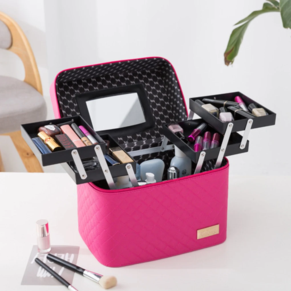 Multilayer Cosmetic Bag Waterproof Beauty Makeup Organizer with Zipper