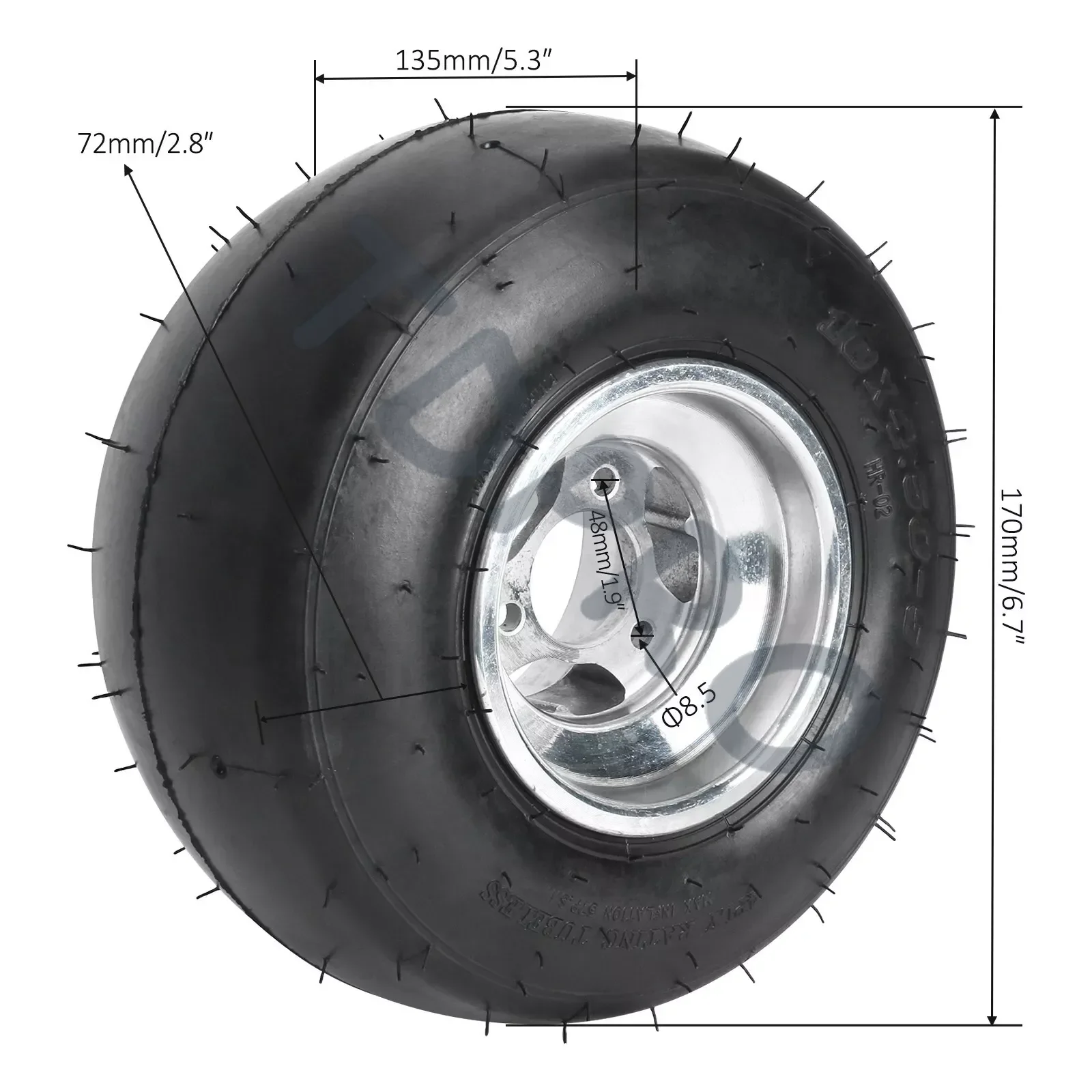 2x Slick Tire 10x4.50-5 5'' Front Wheel Rim 3 Lug hubs Race Go Kart Drift Cart