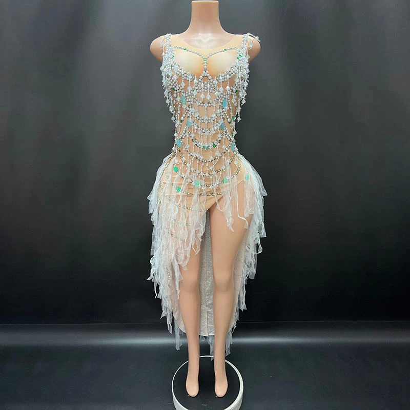 

Clothing Manufacturers Custom Sexy 2026 Summer Prom Dress Trending Women Night Club Rhinestone Pearl Dress