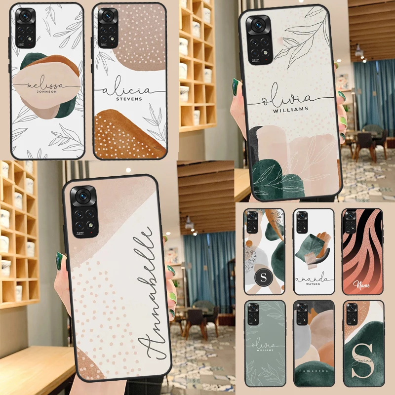 Custom Aesthetic Nature Monogram Name Case For Xiaomi Redmi Note 11 10 9 8 12 Pro 10S 11S 12S Cover For Redmi 10 10A 9C 10C 12C