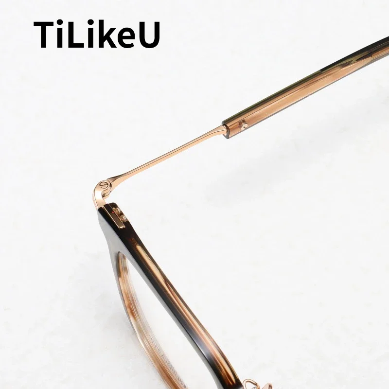 Japanese Designer Titanium Acetate Glasses Frame for Men Fashion Retro Square Prescription Eyeglasses Women Luxury Brand Eyewear image 4