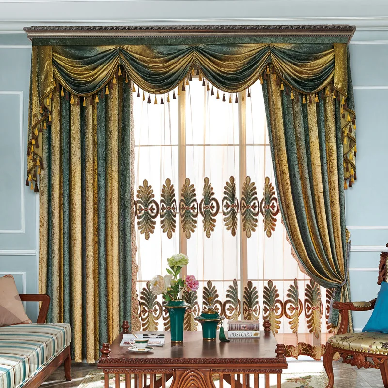 

Flannel laser embroidery bedroom living room American blackout curtains