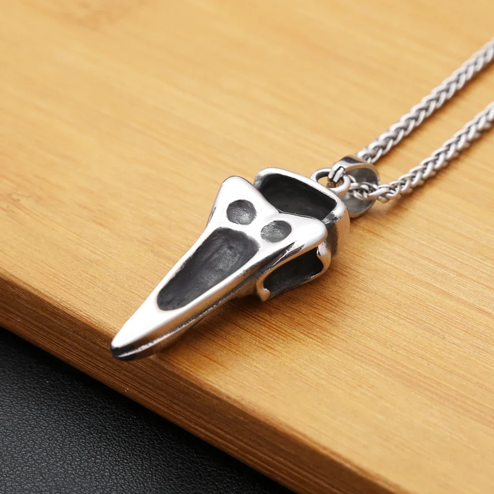 Vintage Nordic Vikings Raven Pendant Necklace Odin Animal Skull Stainless Steel Necklaces For Men Women Fashion Amulet Jewelry