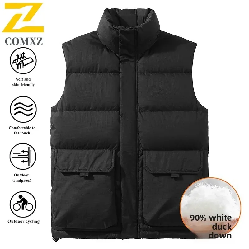 Mens Workwear Down Vest Spring Autumn American Style Quilted Sleeveless Jacket Thermal Padded Outdoor Leisure Sports Waistcoat