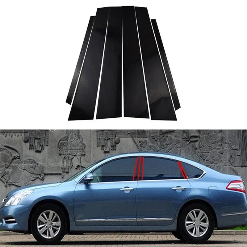 

6PCS For Nissan Teana J32 2009 2010 2011 2012 Gloss Black Pillar Posts Door Trim Window Sticker Decoration Cover Auto Styling