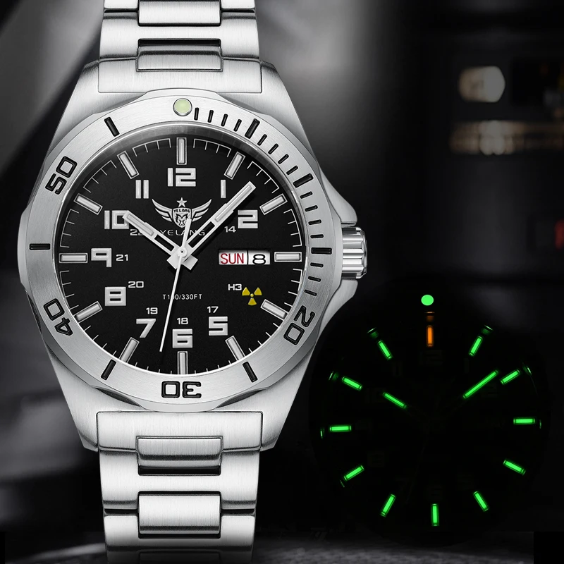 Yelang V1019 Marca 44MM Orologio da uomo NH36 100M PROFESSIONALE WATERPROOF Orologio meccanico automatico per immersione profonda Lente in zaffiro Reloj