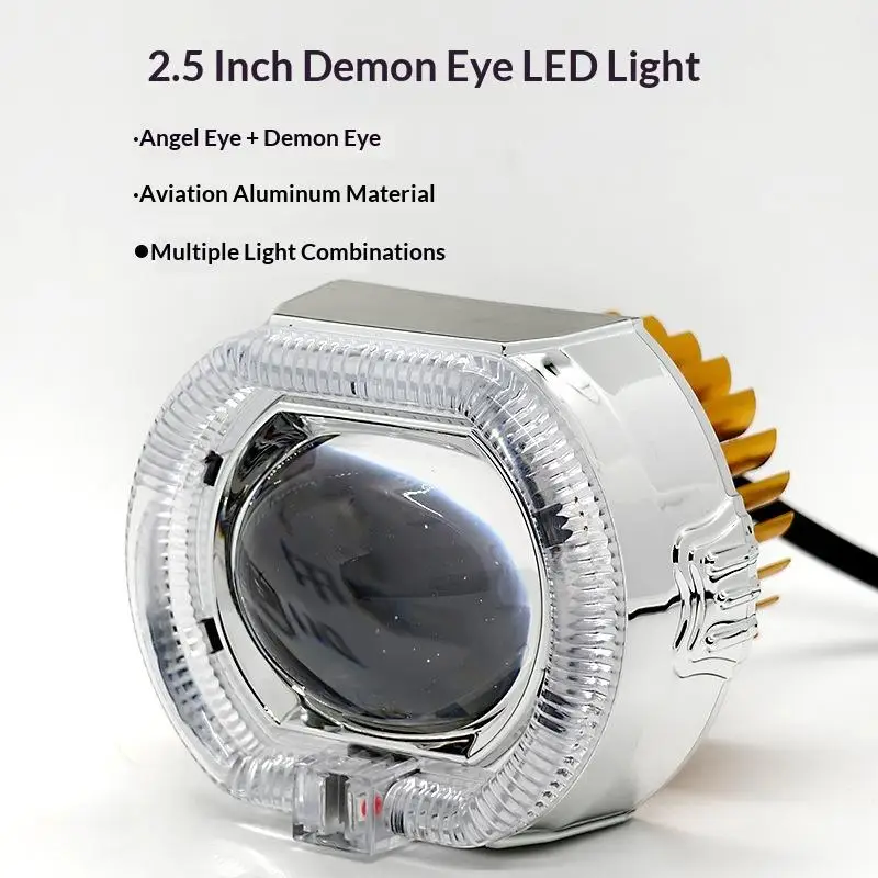 2.5 Inch Motorcycle LED Devil's Eye Spotlight Built-in Headlight Easy Install Universal Fit for E-bike Scooter Off-road Use
