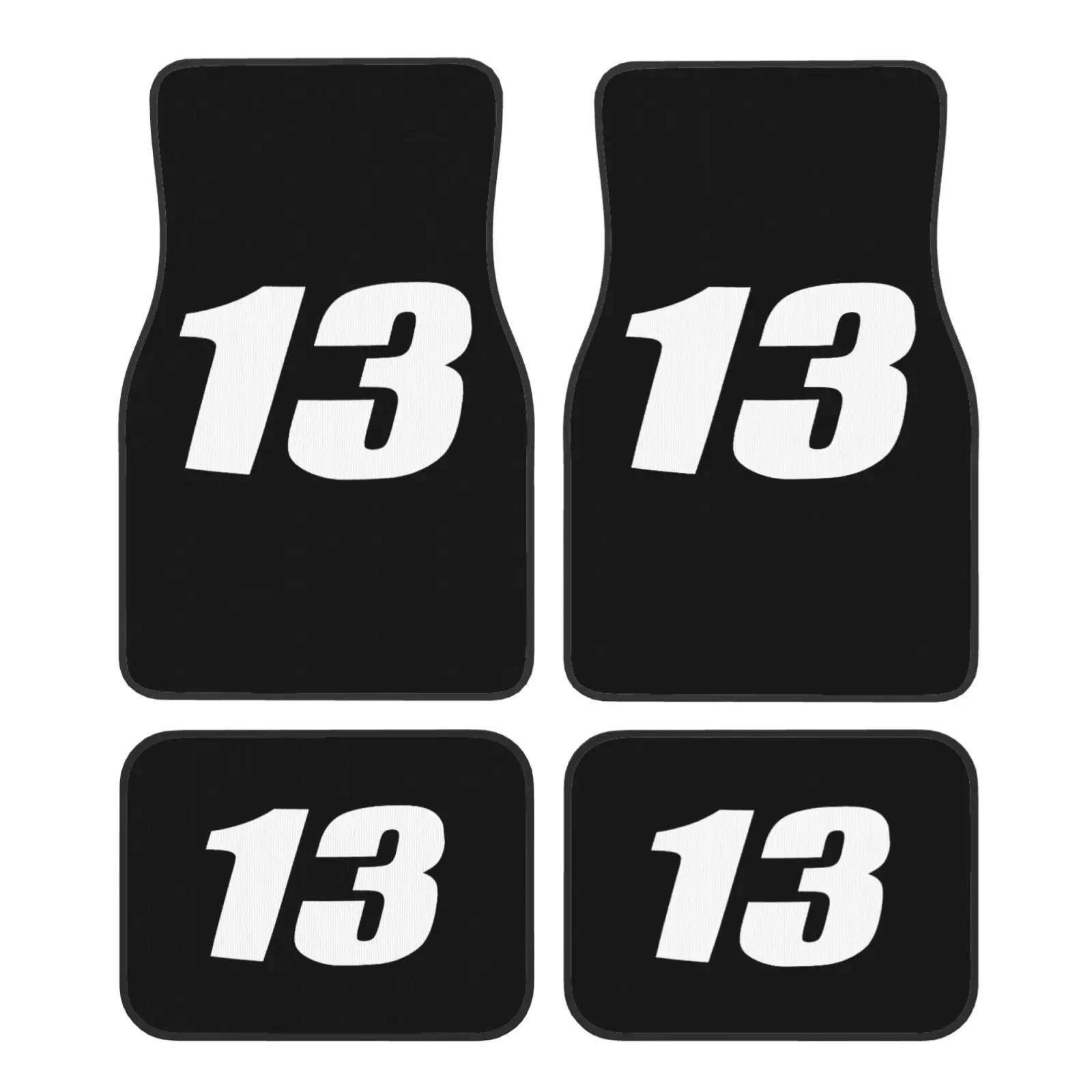 Number 13 Pattern Car Floor Mats Set of 4 Vehicle Front Rear Carpets Non-Slip Auto Foot Mats Universal Fit for Van Truck SUV