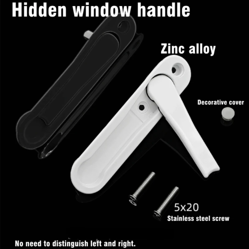 

White/Black Zinc Alloy Hidden Window Handle Windows Hardware Accessories Screen handle with stainless steel screws