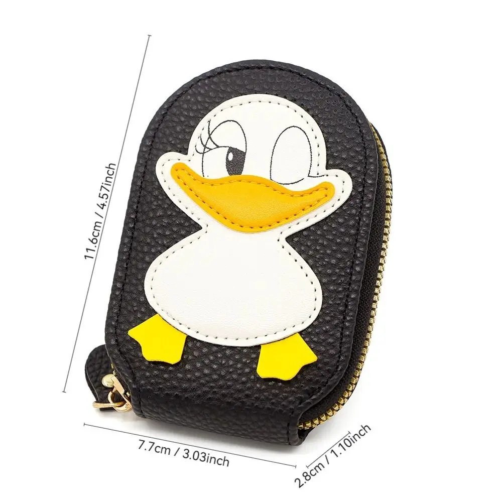 Bolso de tarjeta de pato bonito a la moda, tarjetero de PU de gran capacidad, monedero pequeño de alta calidad para mujer