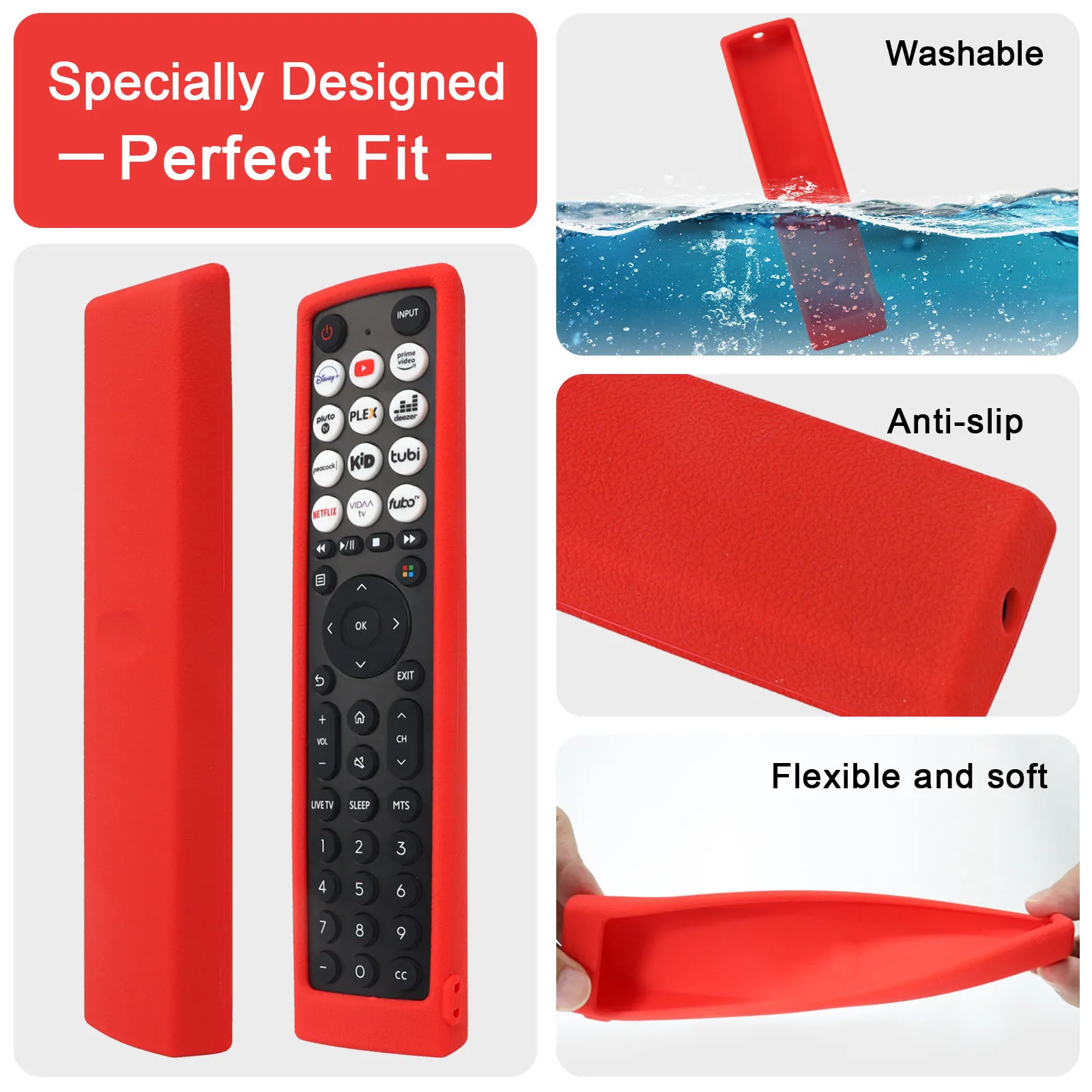 Silicone Case Fit for Hisense Smart Vidaa TV remote control EN2J36H EN2F36H EN2D36H ERF2N36H Protective Sheath Cover Anti-Slip ﻿