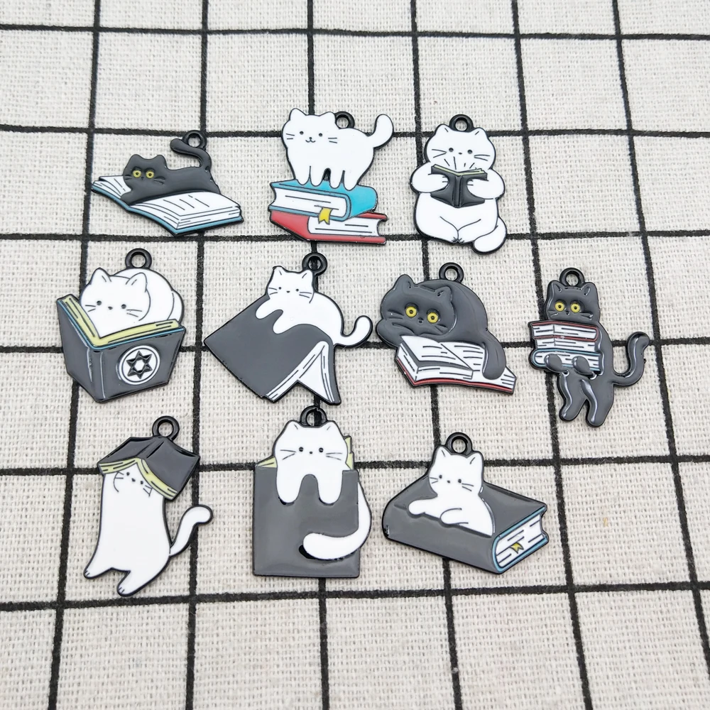 10pcs Book Cat Charm Diy Jewel - Jewelry Making Guide Book 评论和价格