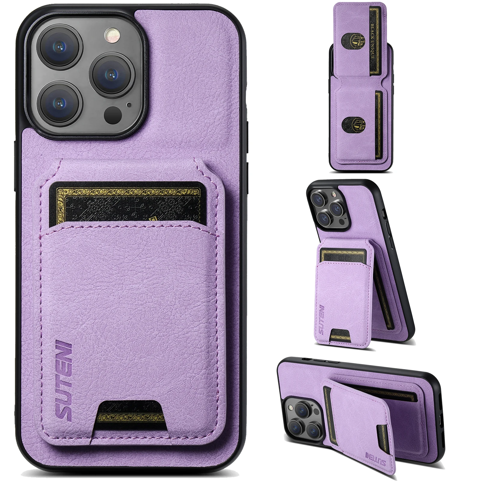 SUTENI Kartenhalter Kartenhülle Handyhülle Luxus PU Leder Handyhalter für iPhone 16 Pro Max 15Plus 14 13 12 11 XR X – Detail 23