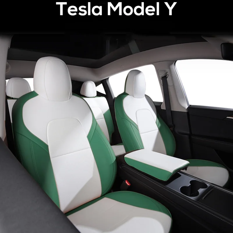 Voor Tesla Model Y Op Maat Gemaakte Autostoelhoes Accessoires Voor Tesla Y 360 Graden Volledig Beklede Duurzame Nappa Lederen Stoelhoes