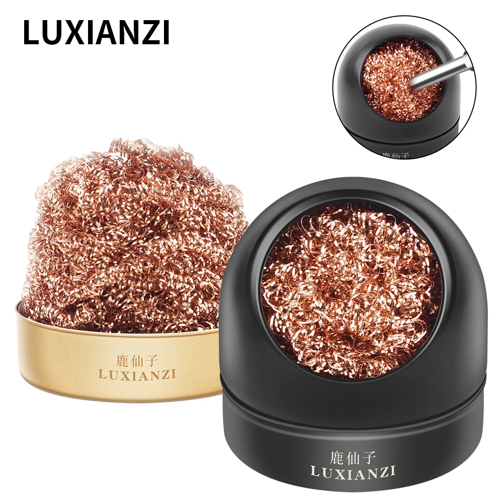 LUXIANZI Mesh Filter Cleaning Ball With Stand Desoldering Soldering Solder Iron Tip Welding Tin Remove Metal Wire Dross Cleaner