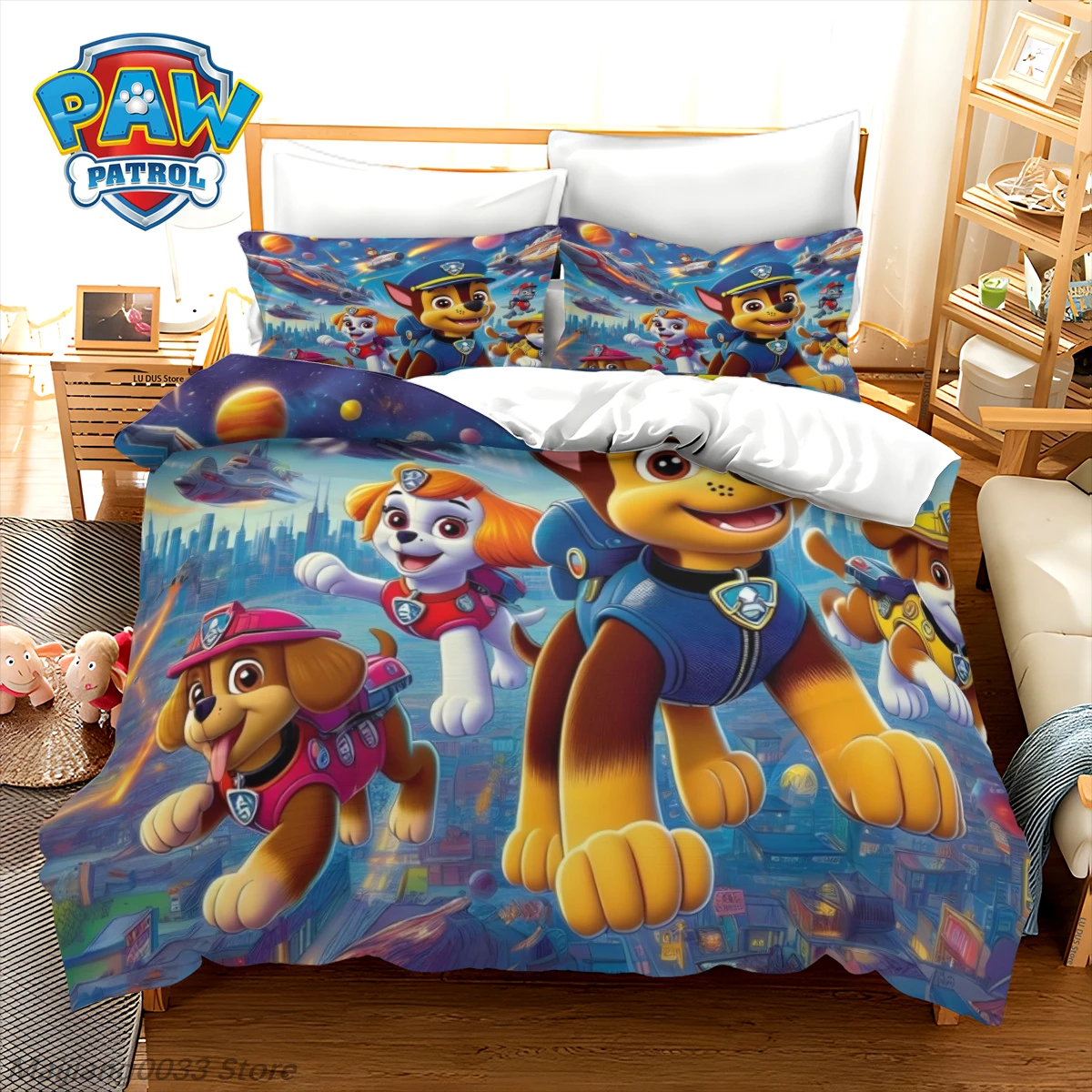 

PAW Patrol Bedding Set Chase Marshall Skye 3pc Duvet Cover Set, Kids Boy Girl Cartoon Quilt Cover with 2 Pillowcase, No Sheet