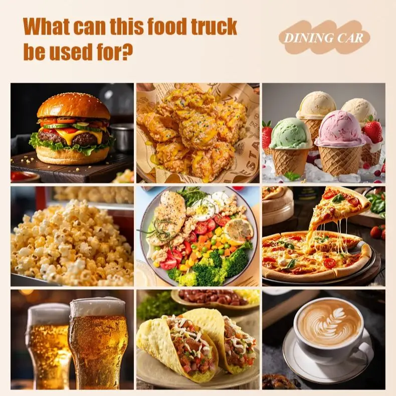 

Грузовик с прицепом для еды с полным кухонным оборудованием Коммерческий фургон для еды Мобильные концессионные тележки для еды для бизнеса