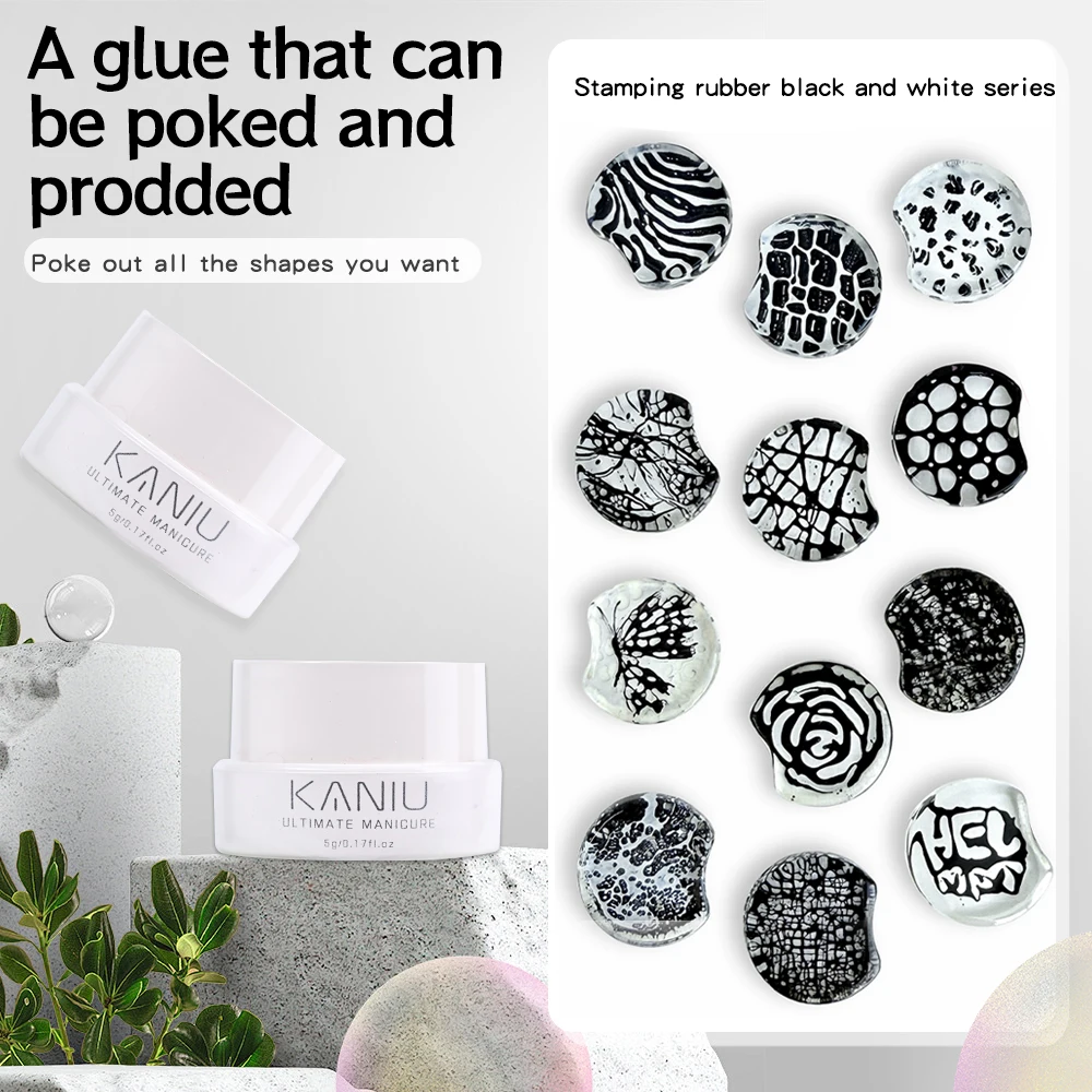 

Nail Poke Poke Клей для дизайна ногтей Прочный прочный черно-белый волнистый текстур Кружевное отверстие для рисования ногтей Гель УФ-светодиод Soak Off Varnish