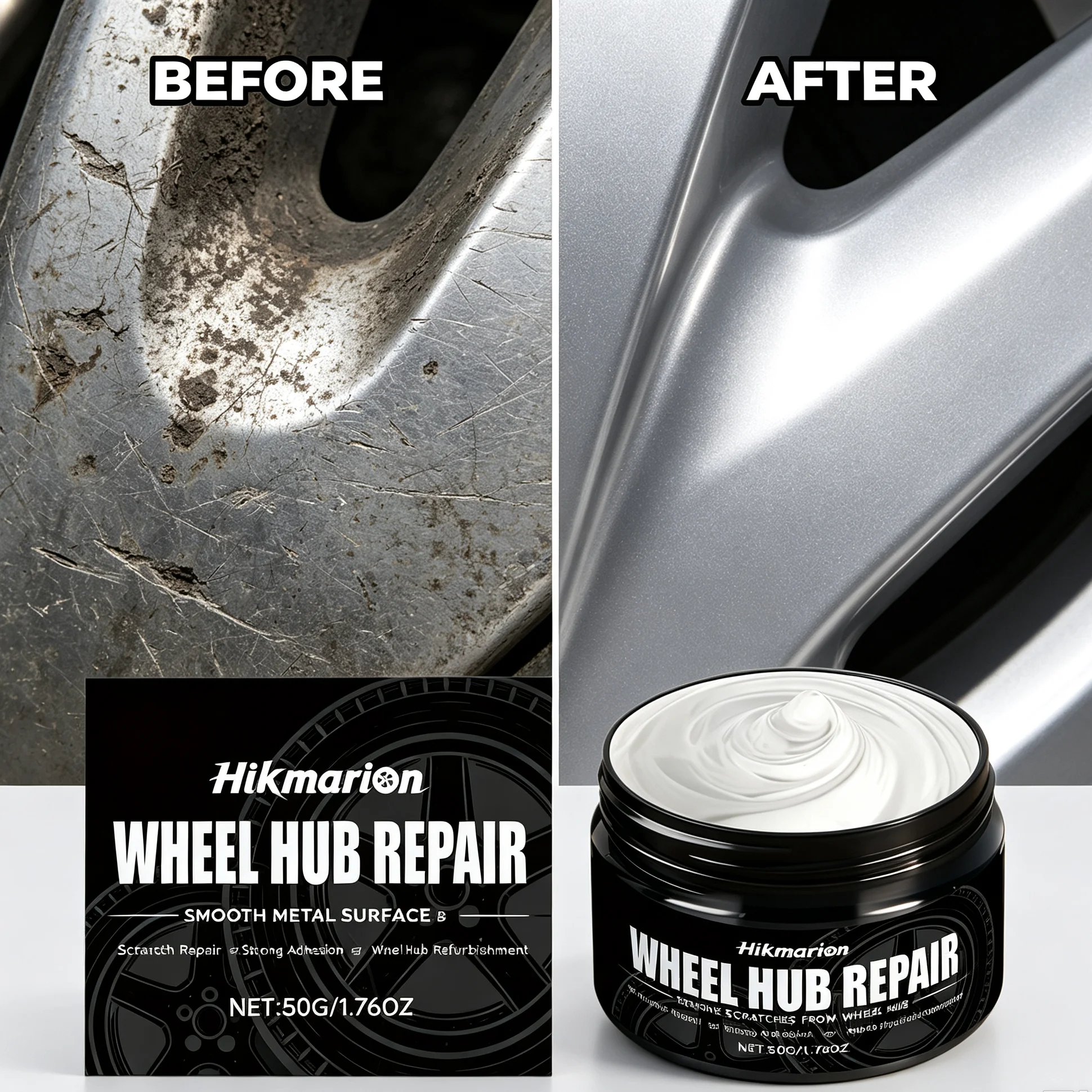 Wheel Hub Repair Paste Car Alloy Rim Scratch Remover Polish Cream Oxidation Removal Wheel Restoration Care Paste