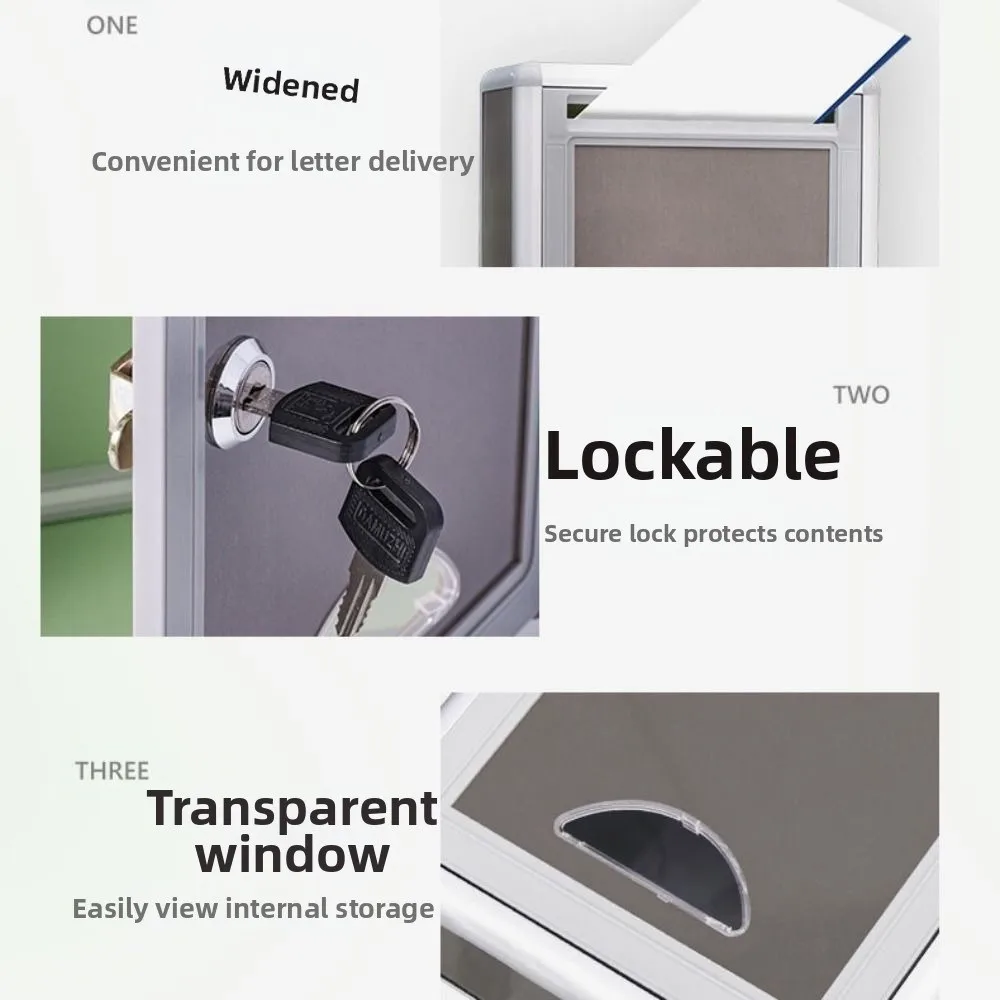 Aluminium Alloy Locking Ballot Box Secure Wall Mounted Newspaper Box Multifunctional with Lock Key Complaint Box Wall