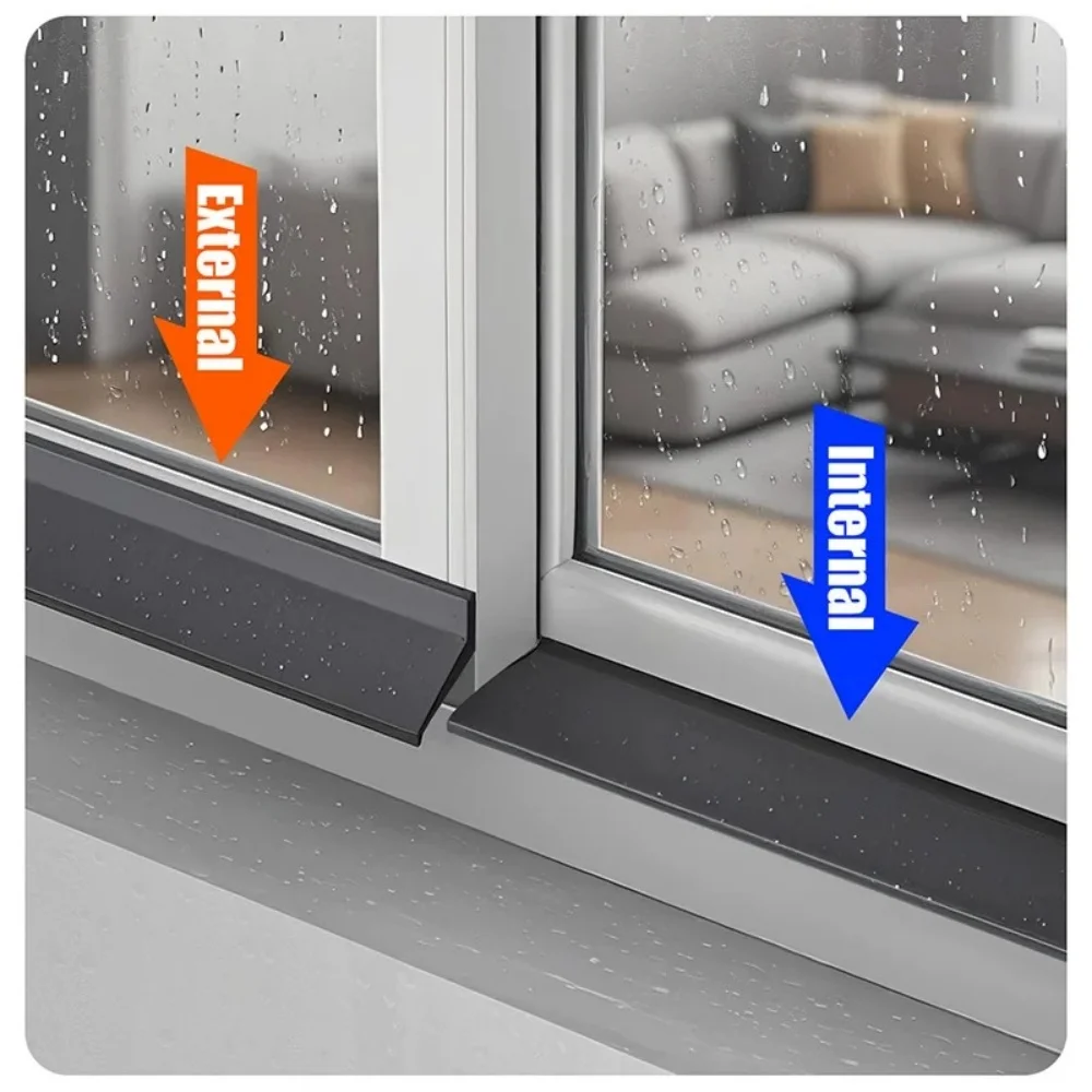 Window Water Blocking Bar Home Window Rain Flashing Board Aluminum Alloy Window Edge Waterproof Water Deflector Sealing Strip