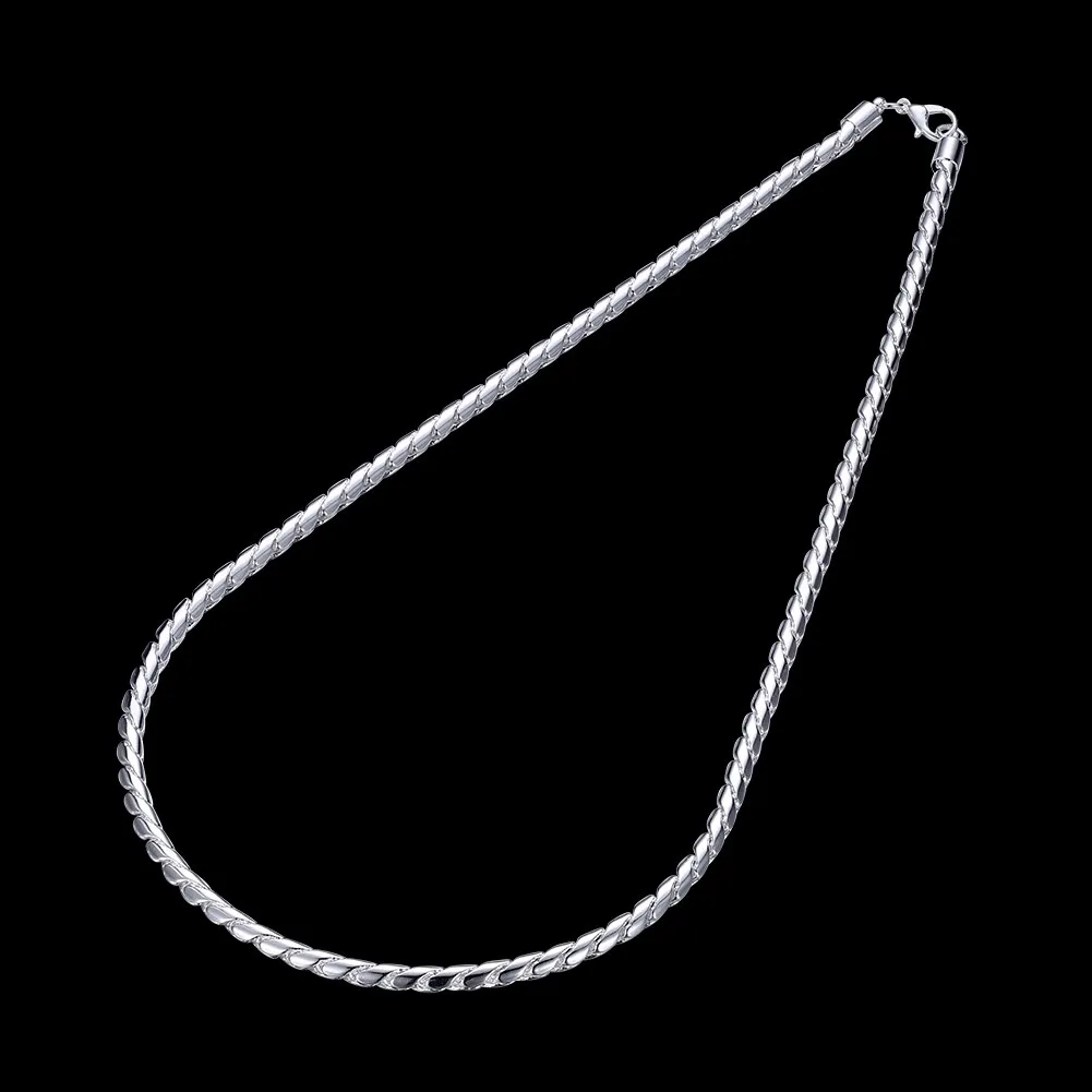 

Fashion Brand 925 Sterling Silver Necklace Classic Jewelry Personality 4mm Twisted Rope Men'S Necklace 20 Inches Christmas Gifts