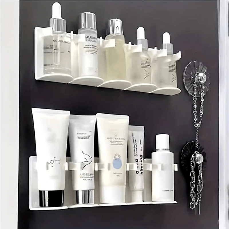 Rangement Cosmétique Mural à 5 Grilles, Plastique T1, Sans Jolie çon, HOShelf, Cosmétiques Découpables, Finition Épices, EvaluShelf