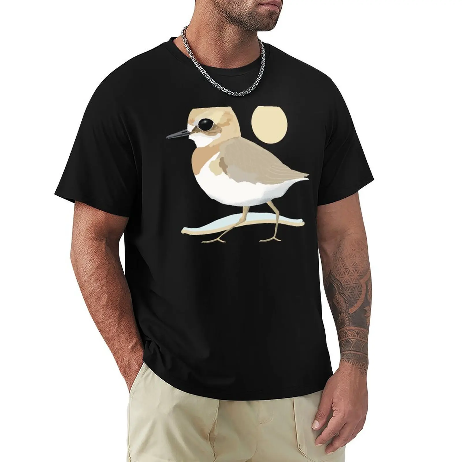 Greater Sand Plover T-Shirt Basic Solid Color Short Sleeve Cotton Top