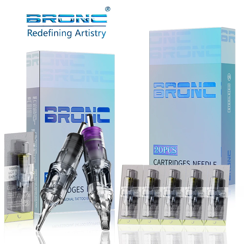 

Картриджи для тату-машинок серии BRONC, 20 шт., одноразовые, RL/RM/RS/M, 0.30мм/0.35мм, безопасные, универсальные иглы для перманентного макияжа
