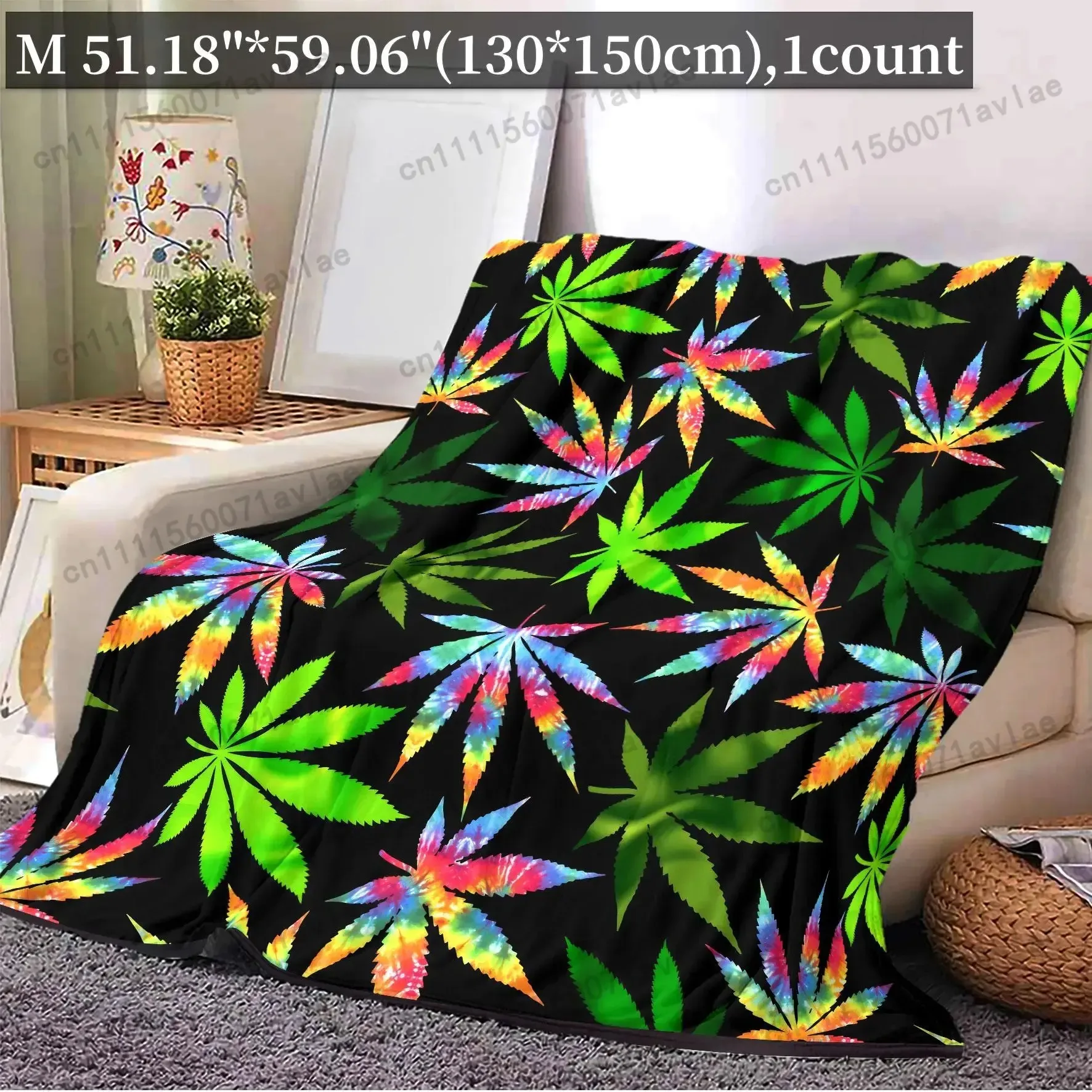 Customize Tropical Leaf Pattern Printed Blanket, 1 Count Colorful Soft Warm Nap Throw Blanket, Air-conditioned Room Blanket for