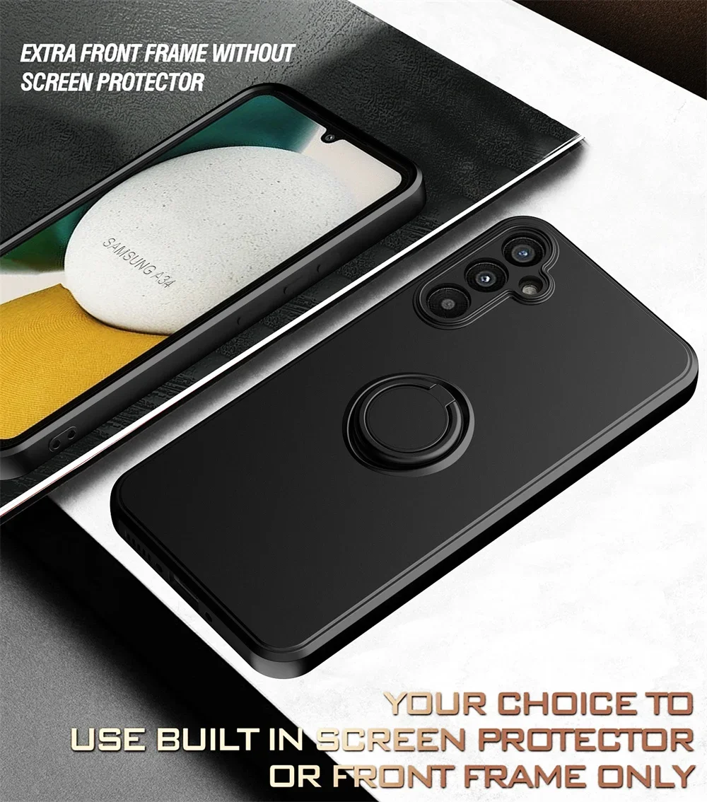 삼성 갤럭시 A13 A15 A16 A35 A25 A05 A24 A34 A52 A54 A23 A53 A73 A33 A55용 스탠드 링 홀더 스트랩 케이스 액체 실리콘 커버