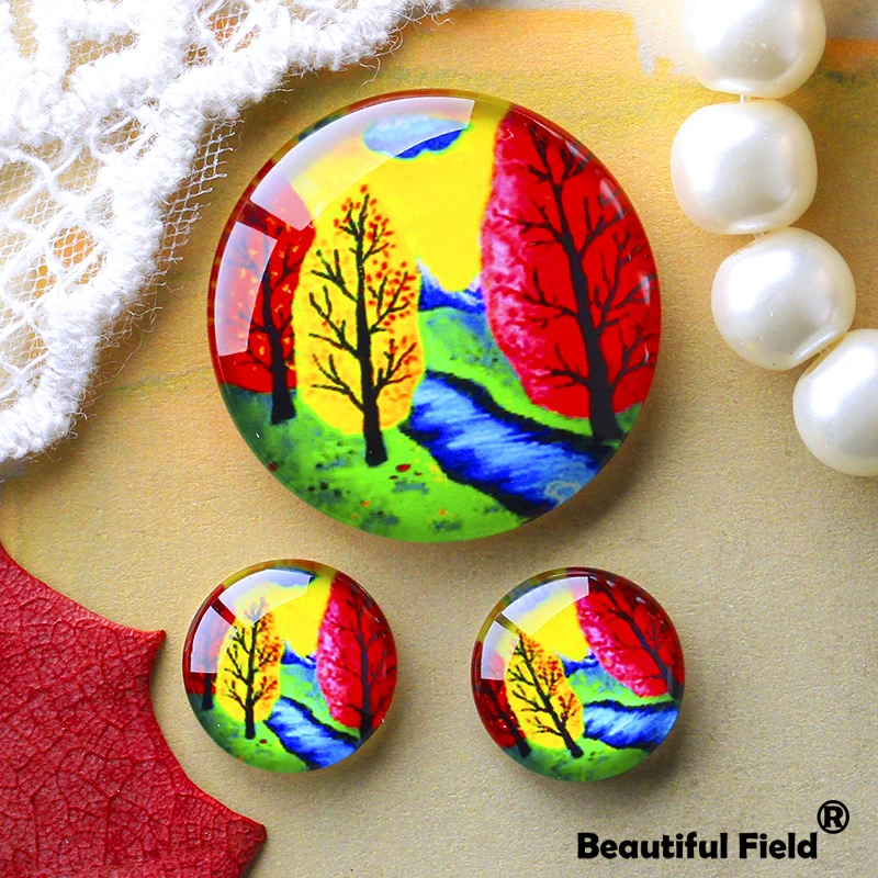 12mm 25mm 14mm 16mm 18mm 20mm Photo Beautiful Glass Cabochons Round Cameo Set Handmade Settings Stone Nature NA032
