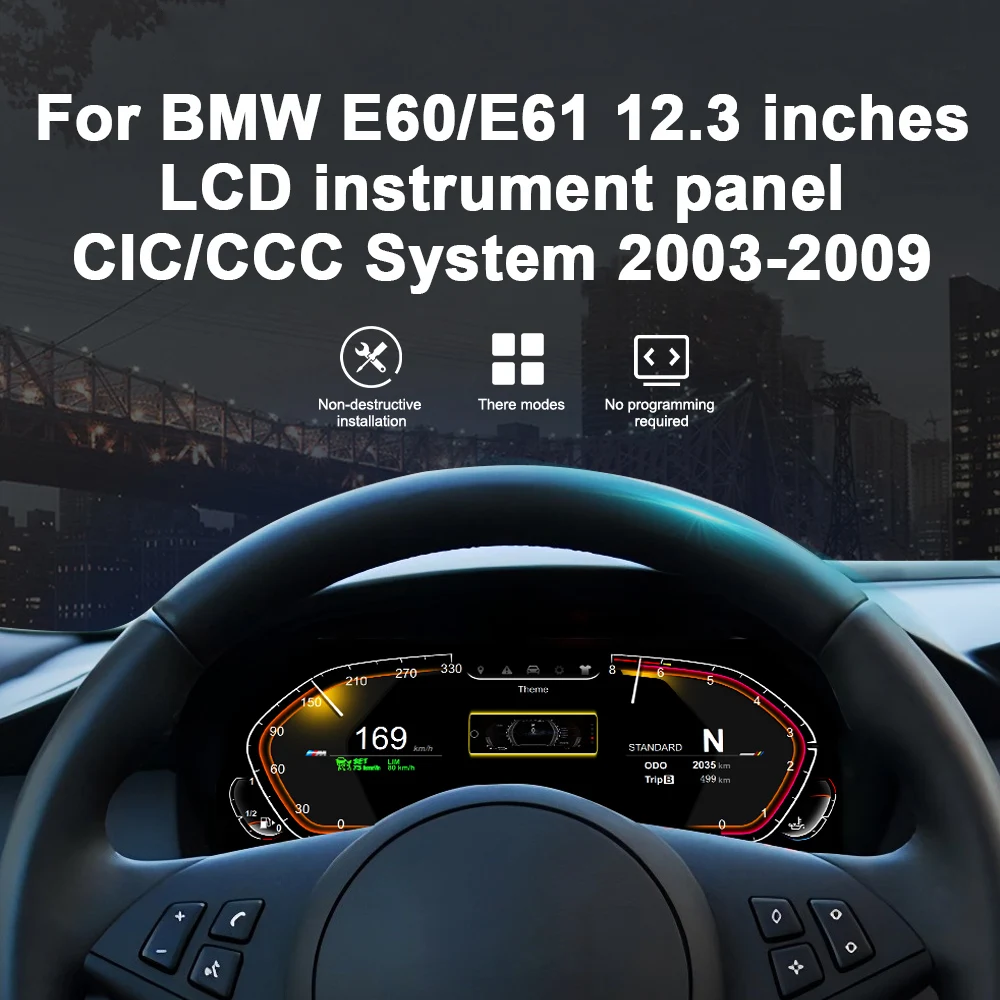 LCD Instrument Cluster Digital Dashboard For BMW E60 E61 2003 2004 2005 2006 2007-2009 Speedometer Odometer Meter Screen CIC CCC