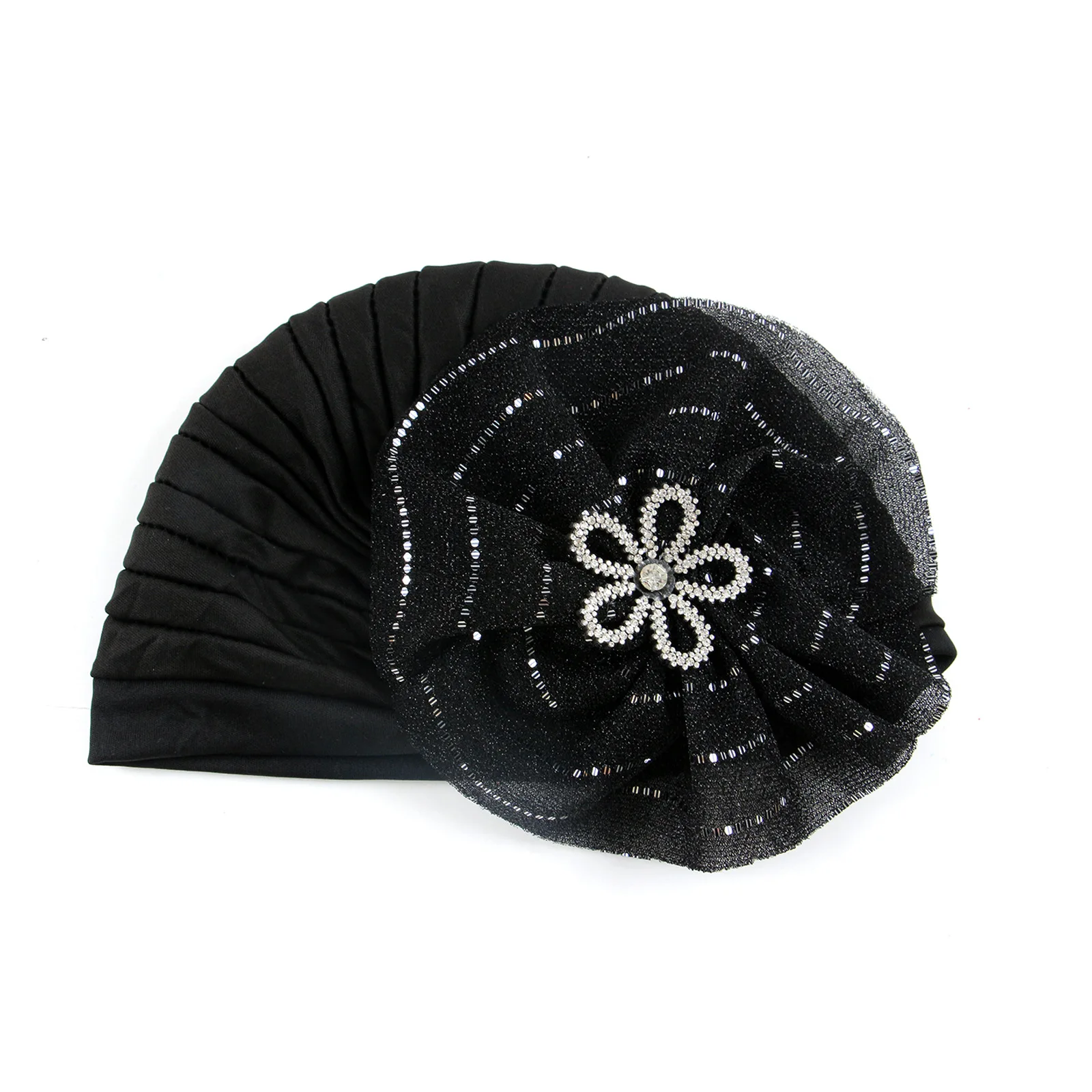 

Women Flower Lace Bonnet Muslim Hijab Mesh Beanies Islamic Turbante Mujer Pleated Chemo Cap Hair Loss Headscarf Stretch Headwear