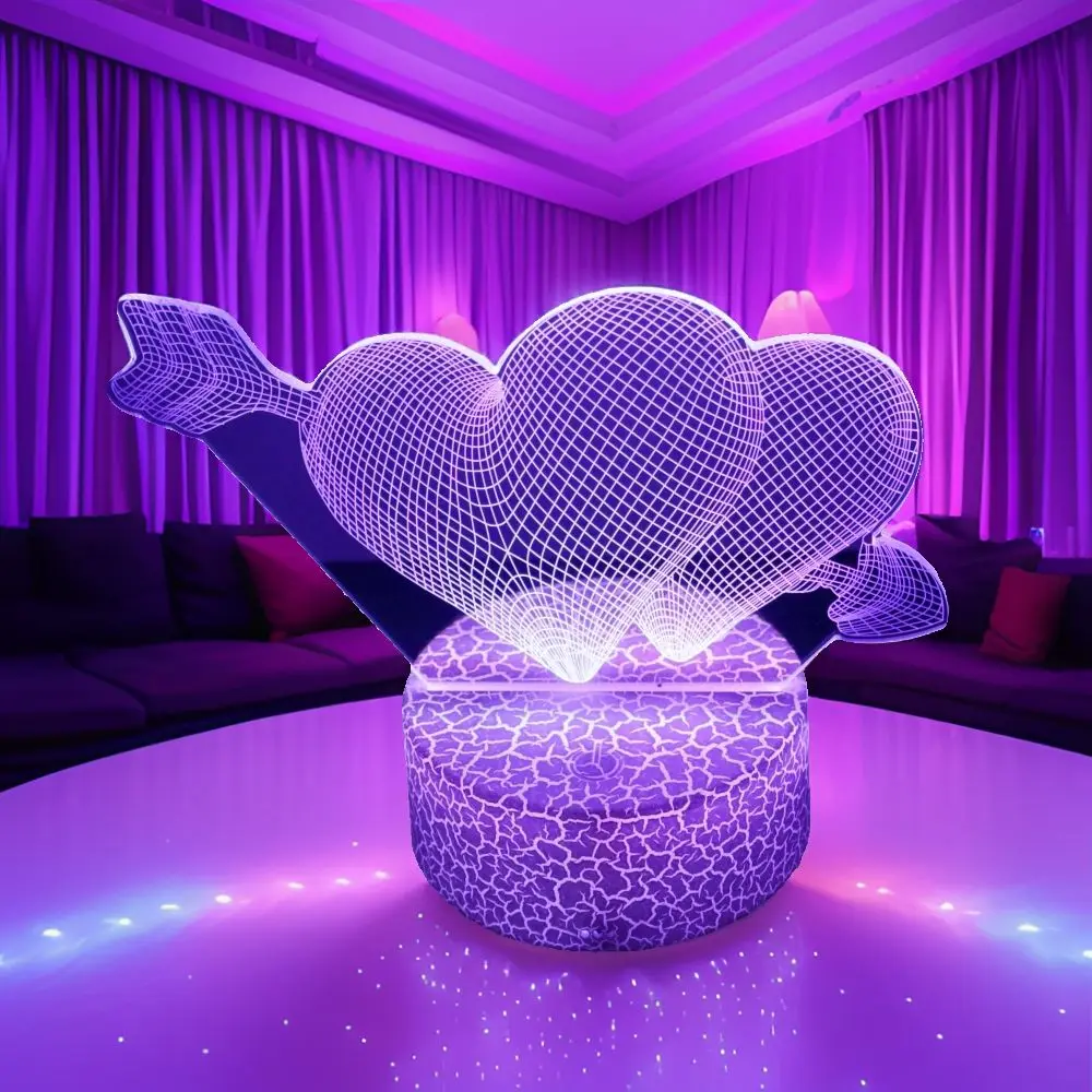 3D LED Night Light USB RGB Lamp illusion I Love You Gadget Heart Bedroom Desk Lamps Home Decoration Romantic Night Love Gifts