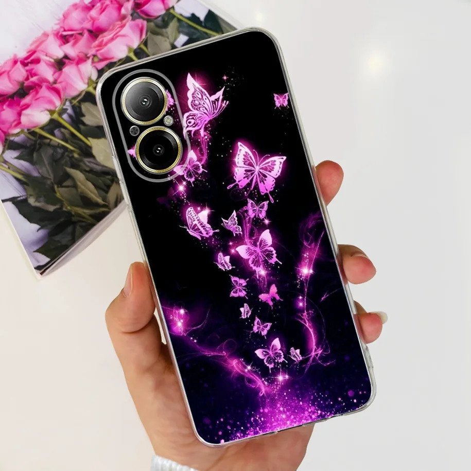 For Realme C67 4G 2024 Case Popular Flower Transparent TPU Silicone Soft Back Cover on Realme C67 RMX3890 RealmeC67 4G Protector