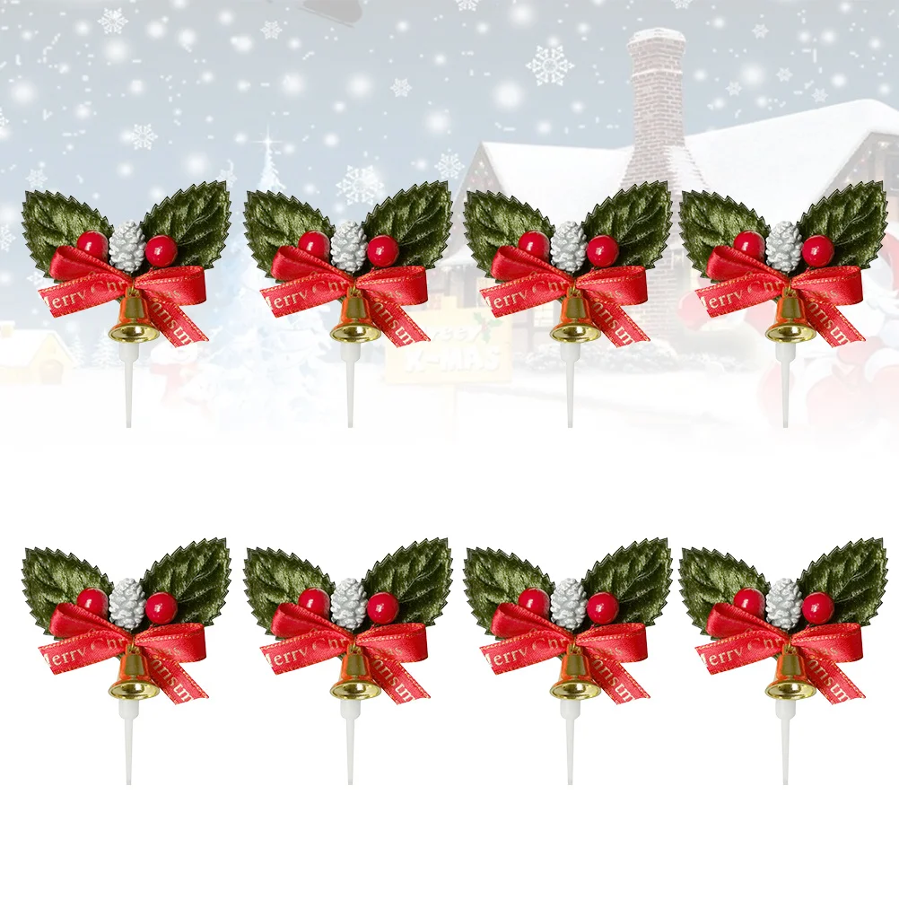

10Pcs Christmas Ilex Leaves Cake Toppers Durable Safe Plastic Inserts for Muffins Festive Party Decorations