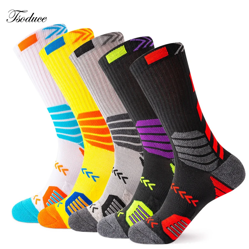 

Men Socks Athletic Middle Tube Breathable Cushioned Compression Moisture Wicking Crew Basketball Socks for Work Sports Outdoor