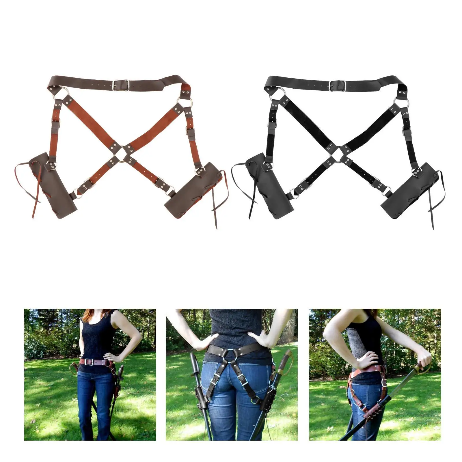 Funda para espada medieval, soporte para vaina, funda de cintura de cuero PU, para jugar a disfraz animado