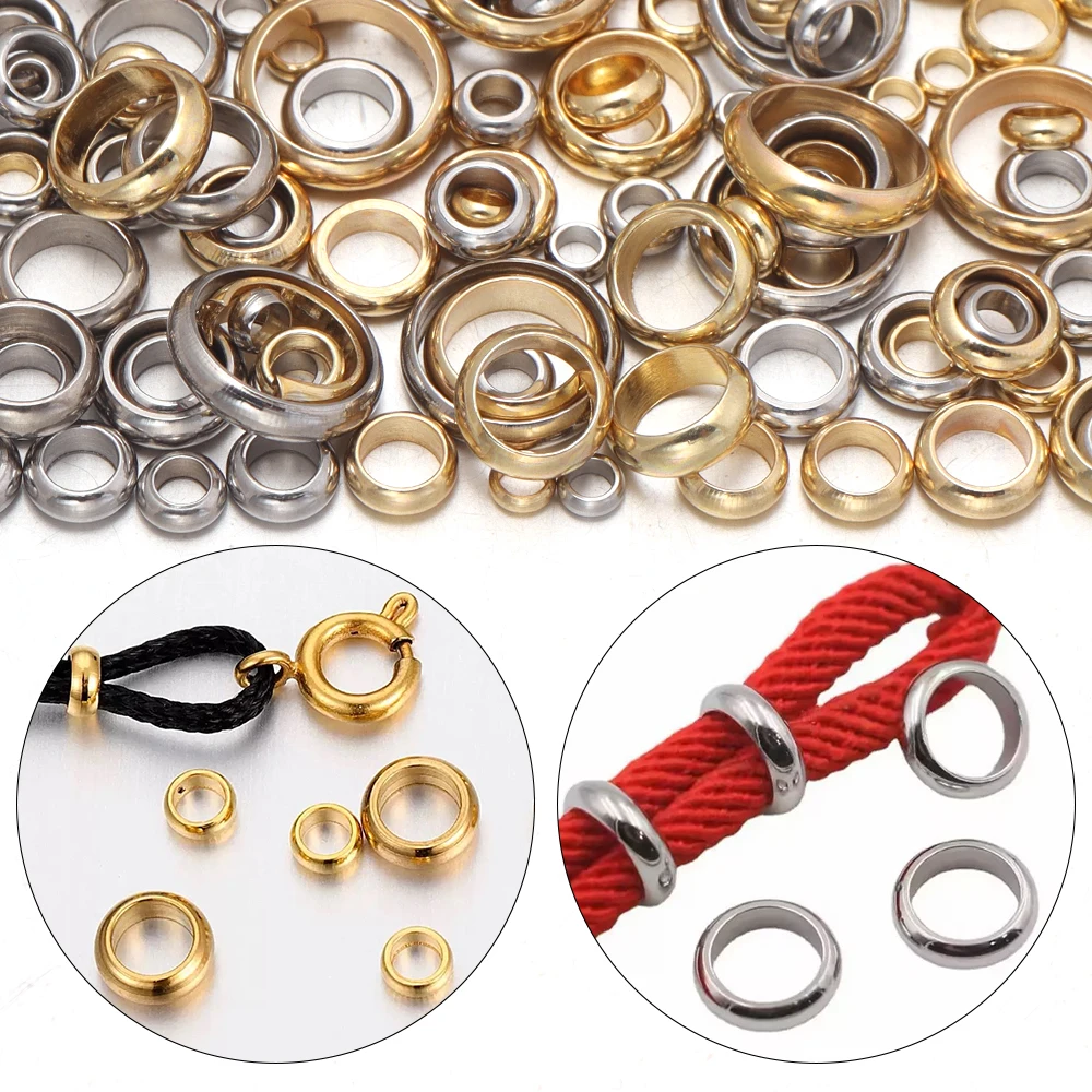 5-50 Stück/Lot Edelstahl-Abstandsringe 2-8mm Großlochperlen für DIY-Handwerk, Schmuckherstellung, Armbänder und Halsketten