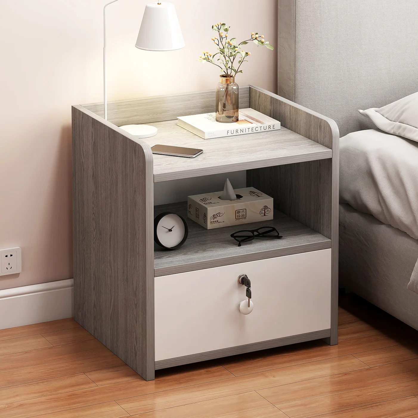 

Современная минималистичная прикроватная тумбочка, тумбочка, небольшой ящик для хранения в спальне, компактная прикроватная тумбочка, аренда комнаты, домашнего дома