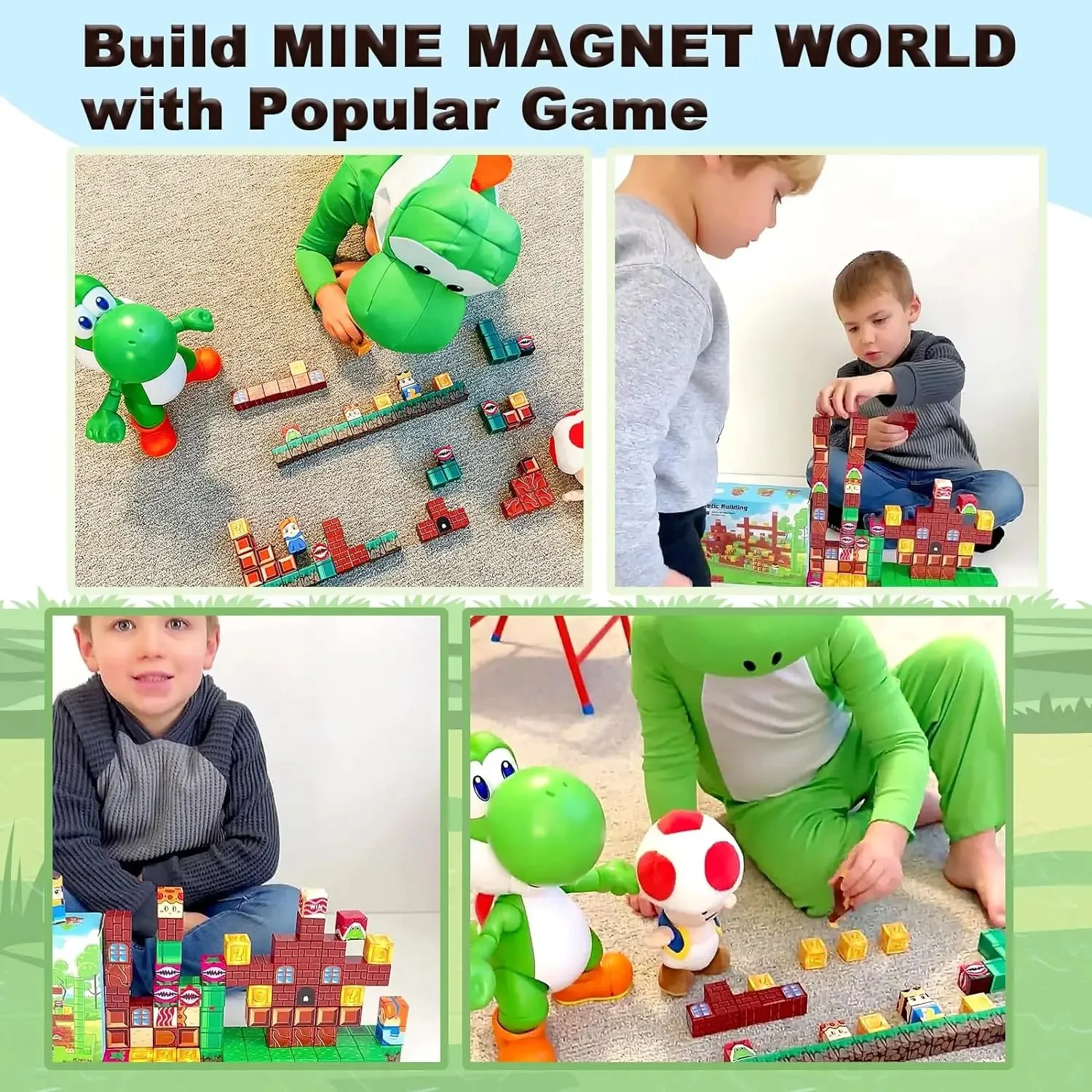 Magnetic Blocks - Build Mine Magnet World Magic Portal Set Magnetic Tiles Building Blocks Toddler Toys STEM Sensory Outdoor Toy