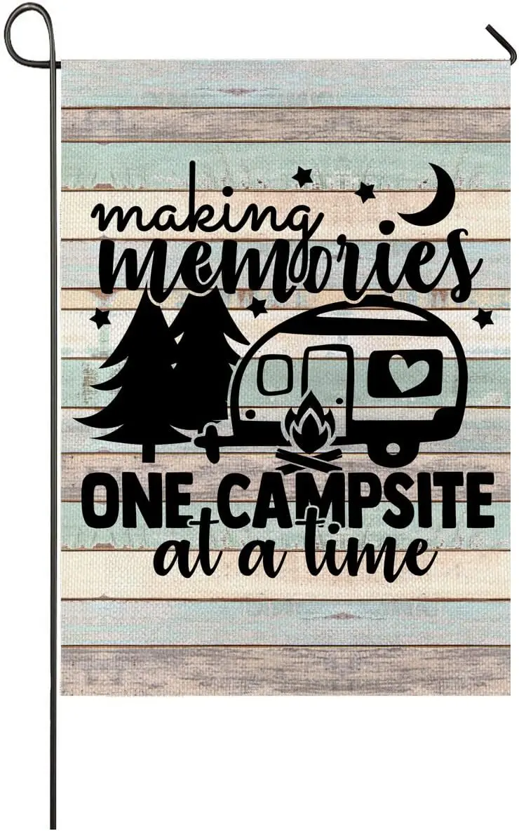 Camper Camping Garden Flag 12x18 Inch Vertical Double Sided Outside Camping Flag for Campers RV Campsite Campfire Camper Yard Ou