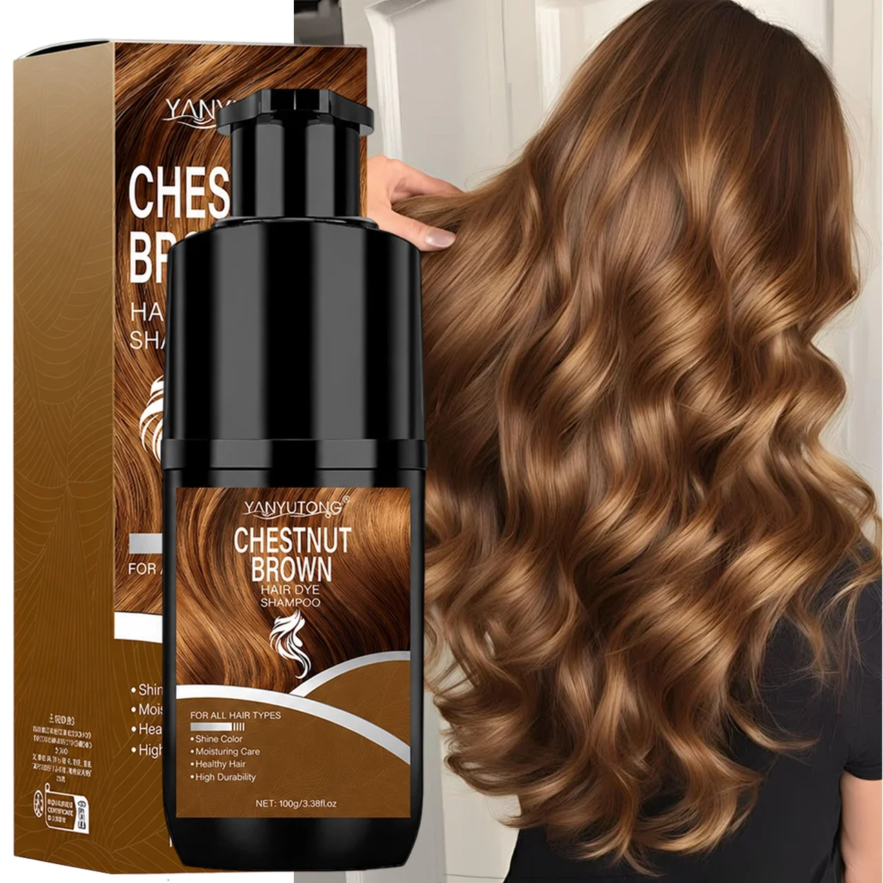 Natürliches Haarfärbeshampoo, Pflanzenpigmente, langanhaltend, sanft und hautfreundlich, semi-permanentes Färbeset, sofortige Abdeckung von grauem Haar. – Detail 5