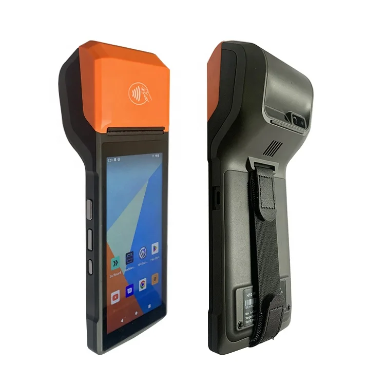 Restaurante faturando terminal pos Android portátil offline 4G com impressora térmica