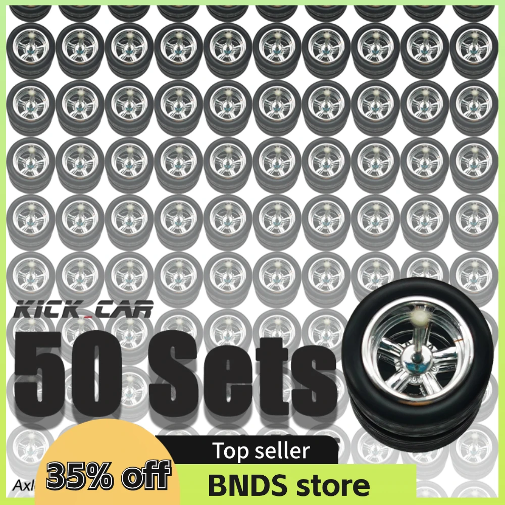 1/64 Model Car Wheels 50 Sets For Hotwheels with Rubber Tires Basic ABS Modified Parts Racing Vehicle Toys For Tomica MiniGT