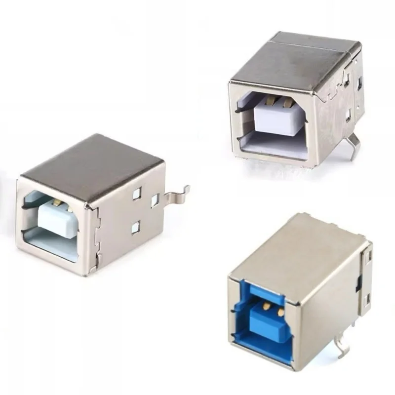 10pcs Type-B female socket USB connector socket  bent Pins soldering wire connector charging port 90/180-degree New accessories