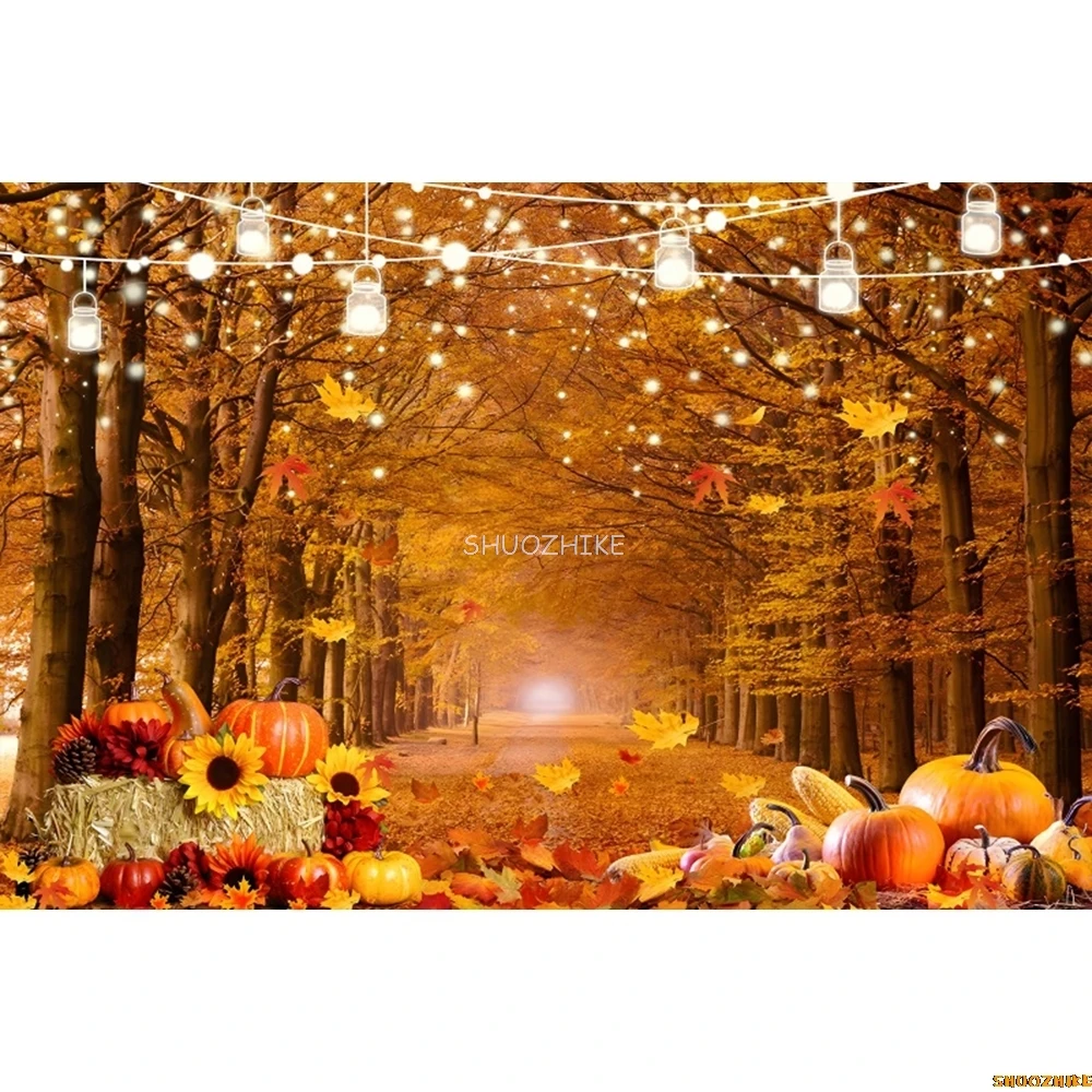 Autumn Scenery Farm Warehouse Haystack Barn Newborn Kids Portrait Photography Backdrop Forest Fall Leaves Background Studio