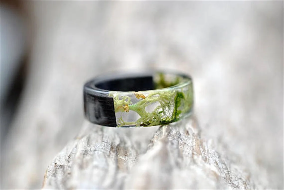 الخشب الراتنج خاتم شفاف الايبوكسي الراتنج خاتم الموضة اليدوية المجففة زهرة مجوهرات الزفاف الحب الدائري للنساء 2026 تصميم جديد