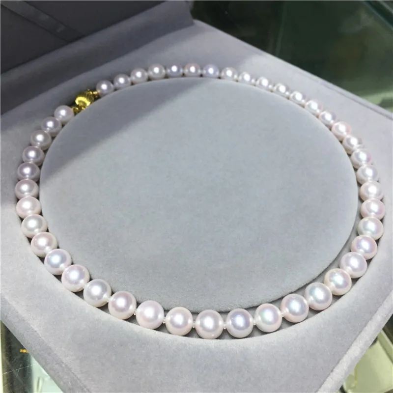 White Natural Sea Pearl Necklace for Women 9-10mm Necklace Beads Free Shipping 45cm Length Necklace Fashion Free Shipping